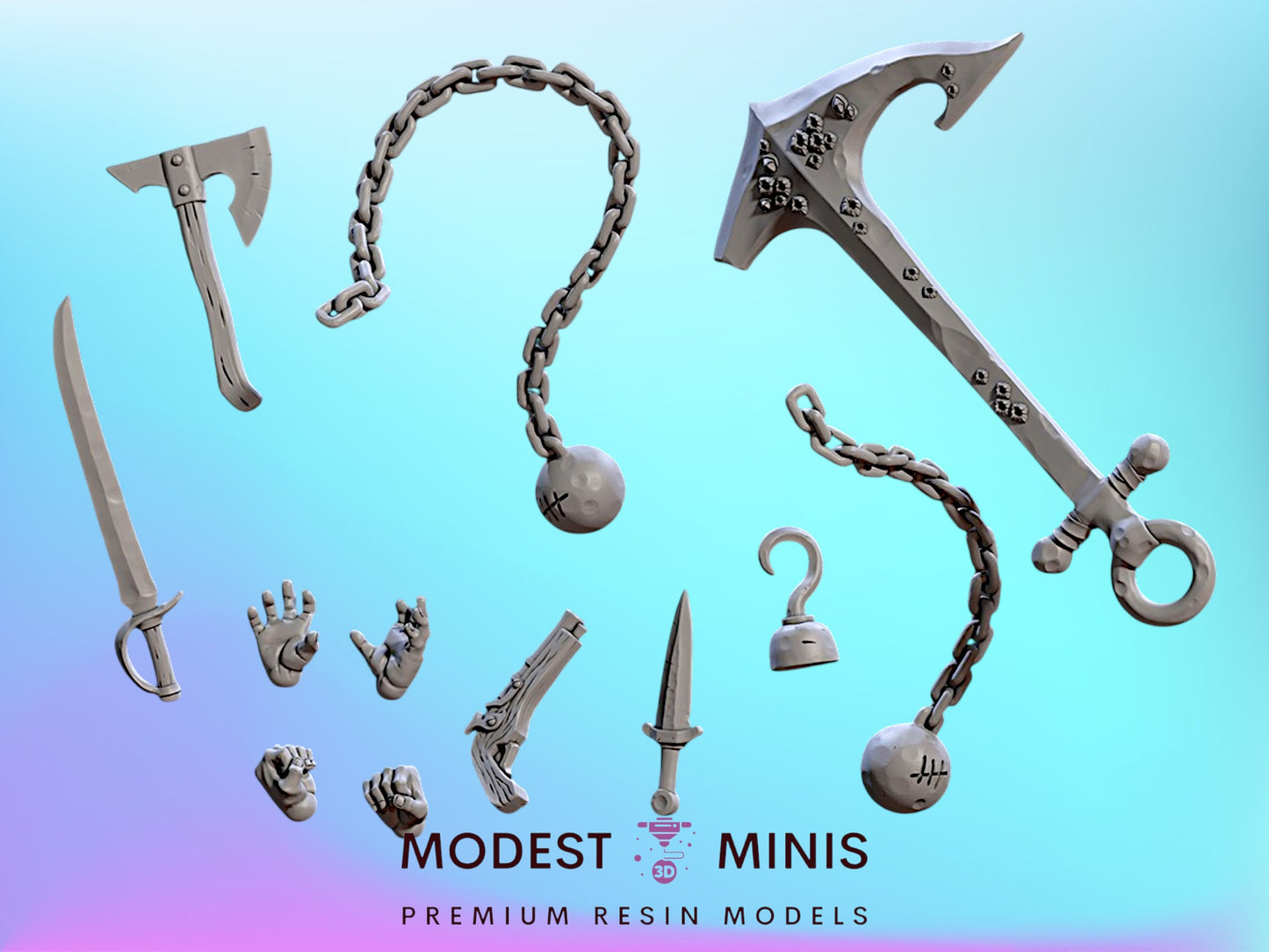 Coast Reavers Weapons Bits Set | 28mm - 75mm Scale Resin Minis | DnD | Frostgrave Artisan Guild