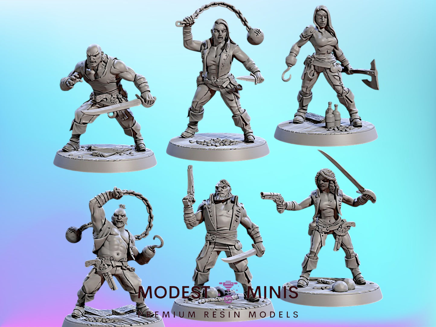 Coast Reaver Pirates | 28mm - 75mm Scale Resin Minis | DnD | Frostgrave Artisan Guild