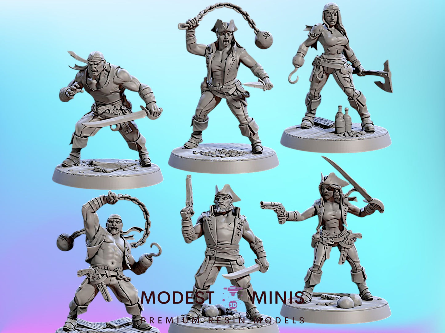 Coast Reaver Pirates | 28mm - 75mm Scale Resin Minis | DnD | Frostgrave Artisan Guild