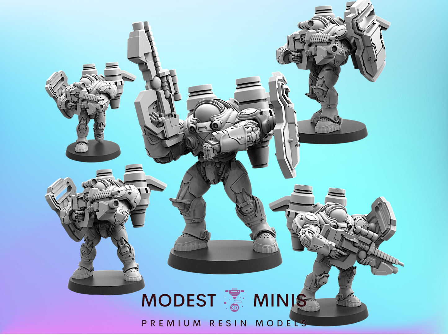 Human Power Armor Suit Jetpack Space Marines - 32mm Scale Sci Fi Starcraft | Papsikels