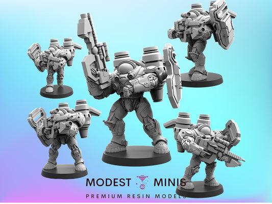 Human Power Armor Suit Jetpack Space Marines - 32mm Scale Sci Fi Starcraft | Papsikels