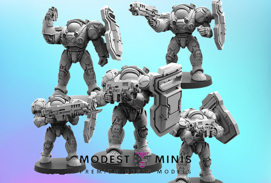 Human Power Armor Suit Shield Space Marines - 32mm Scale Starcraft Proxy | Papsikels