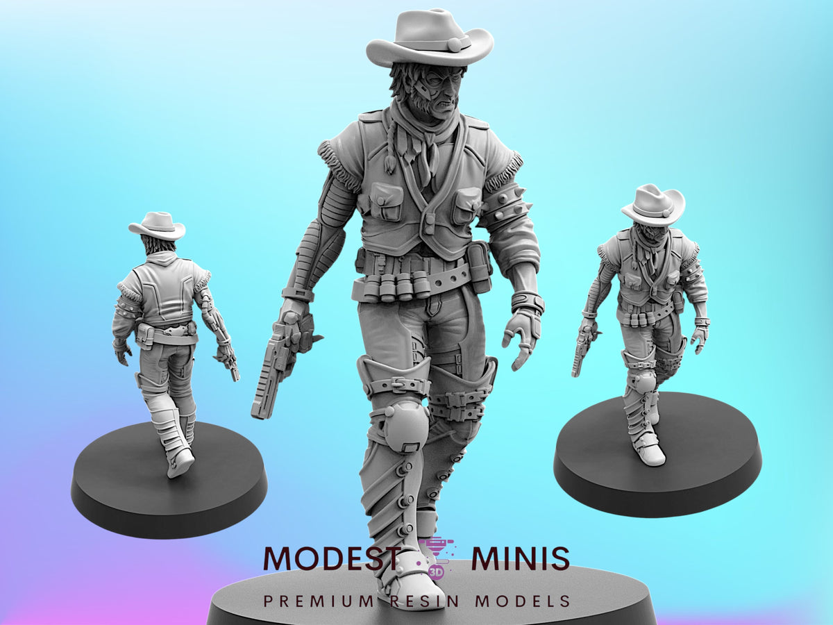 Cyber Cowboy Rexor 2 - 28mm - 100mm Scale Cyberpunk Miniature | Papsikels