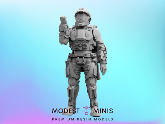 Recon Helljumper Salute | 28mm - 75mm Scale Aliens Miniature | Papsikel