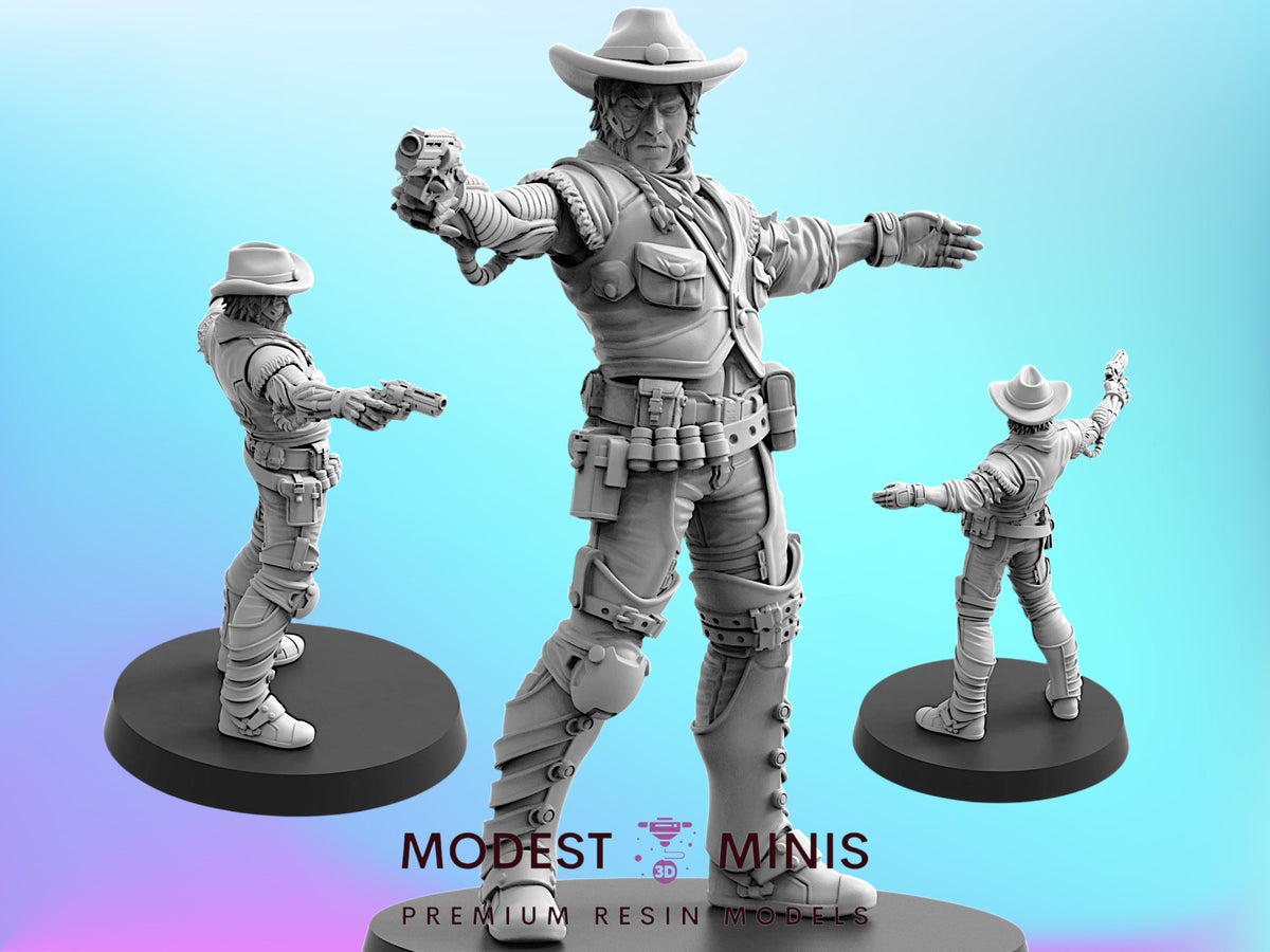 Cyber Cowboy Rexor 3 - 28mm - 100mm Scale Cyberpunk Miniature | Papsikels