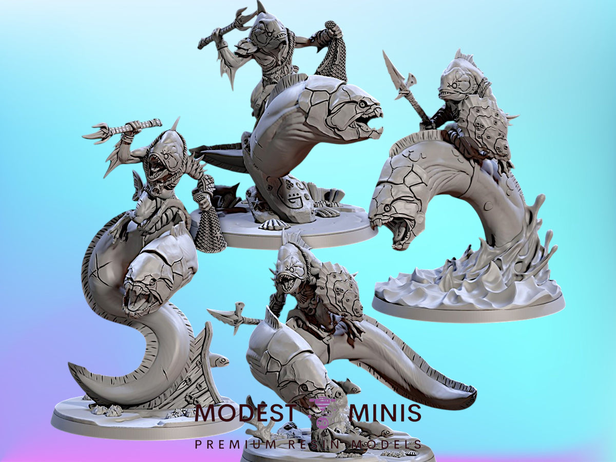 Moray Riders Kuo-Toa | 28mm - 75mm Scale Resin Minis | DnD | Frostgrave Artisan Guild Death Tide