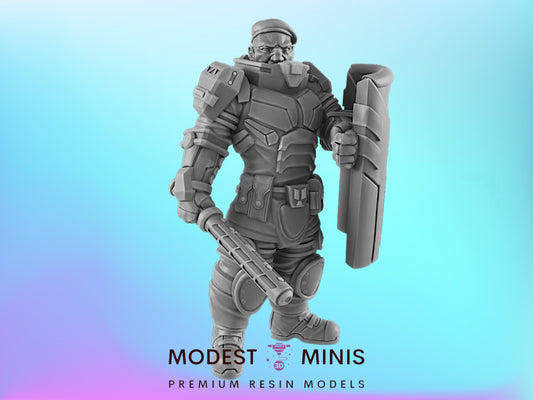 Riot Cop | 25mm - 75mm Scale | DnD | EC3D Cyberpunk Mini | Ghost City