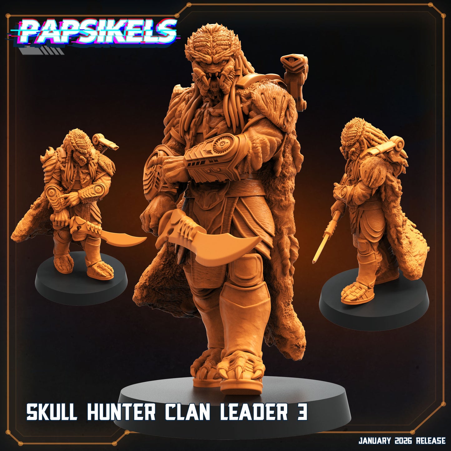 Clan Leader Skull Hunter | 28mm - 75mm Resin Predator Miniature | Papsikel