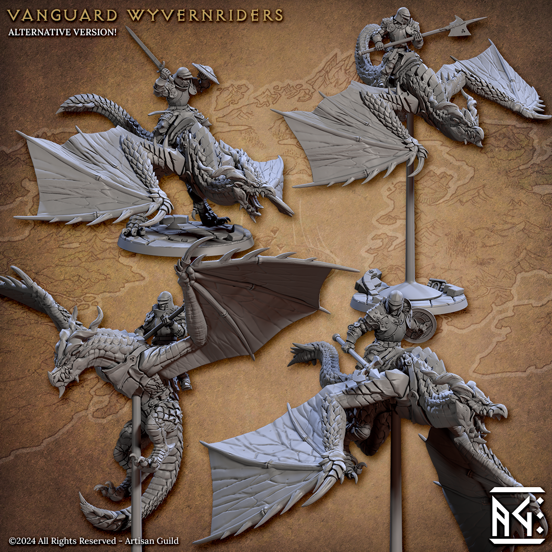 Vanguard Wyvern Riders | 28mm - 75mm Scale Resin Minis | DnD | Frostgrave Artisan Guild Vanguard