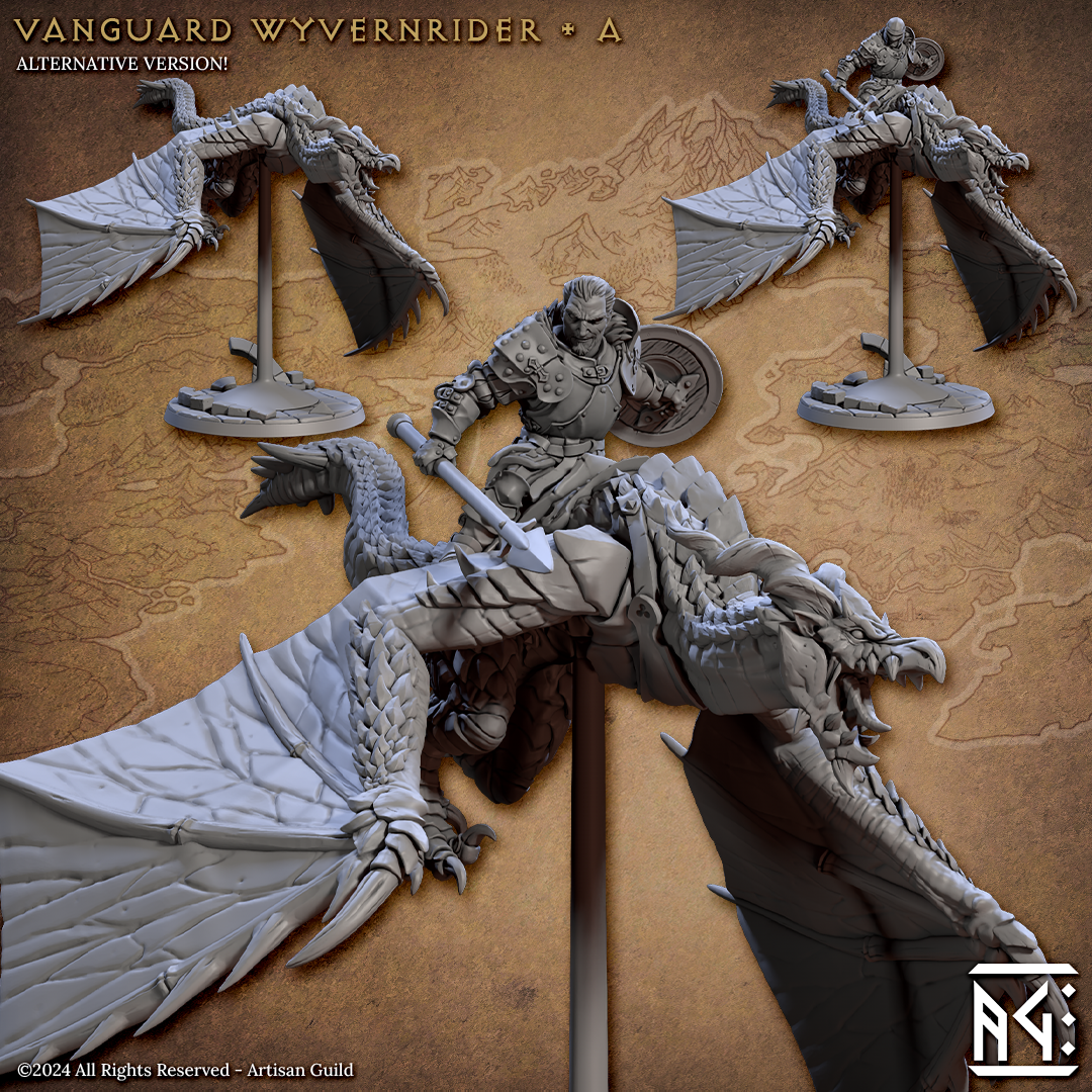 Vanguard Wyvern Riders | 28mm - 75mm Scale Resin Minis | DnD | Frostgrave Artisan Guild Vanguard
