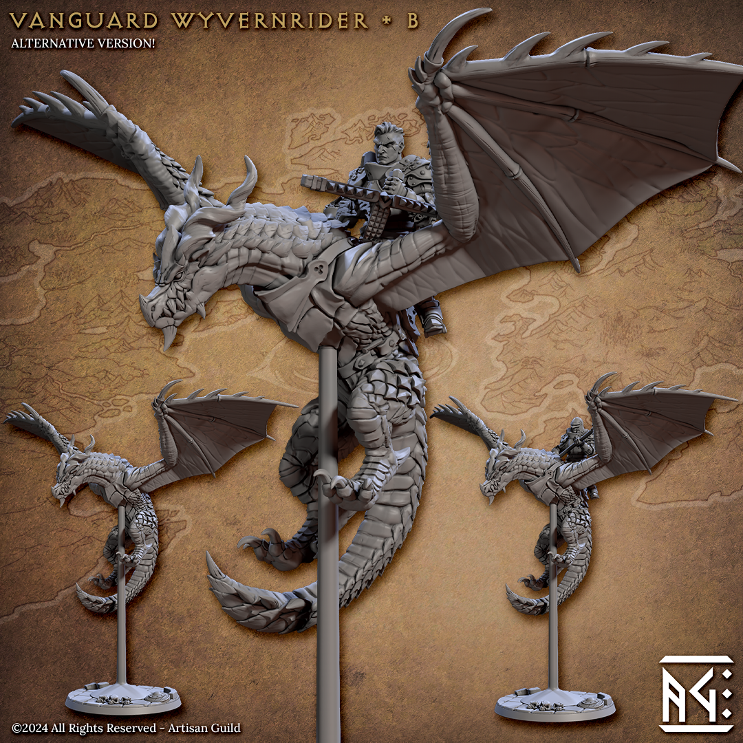 Vanguard Wyvern Riders | 28mm - 75mm Scale Resin Minis | DnD | Frostgrave Artisan Guild Vanguard