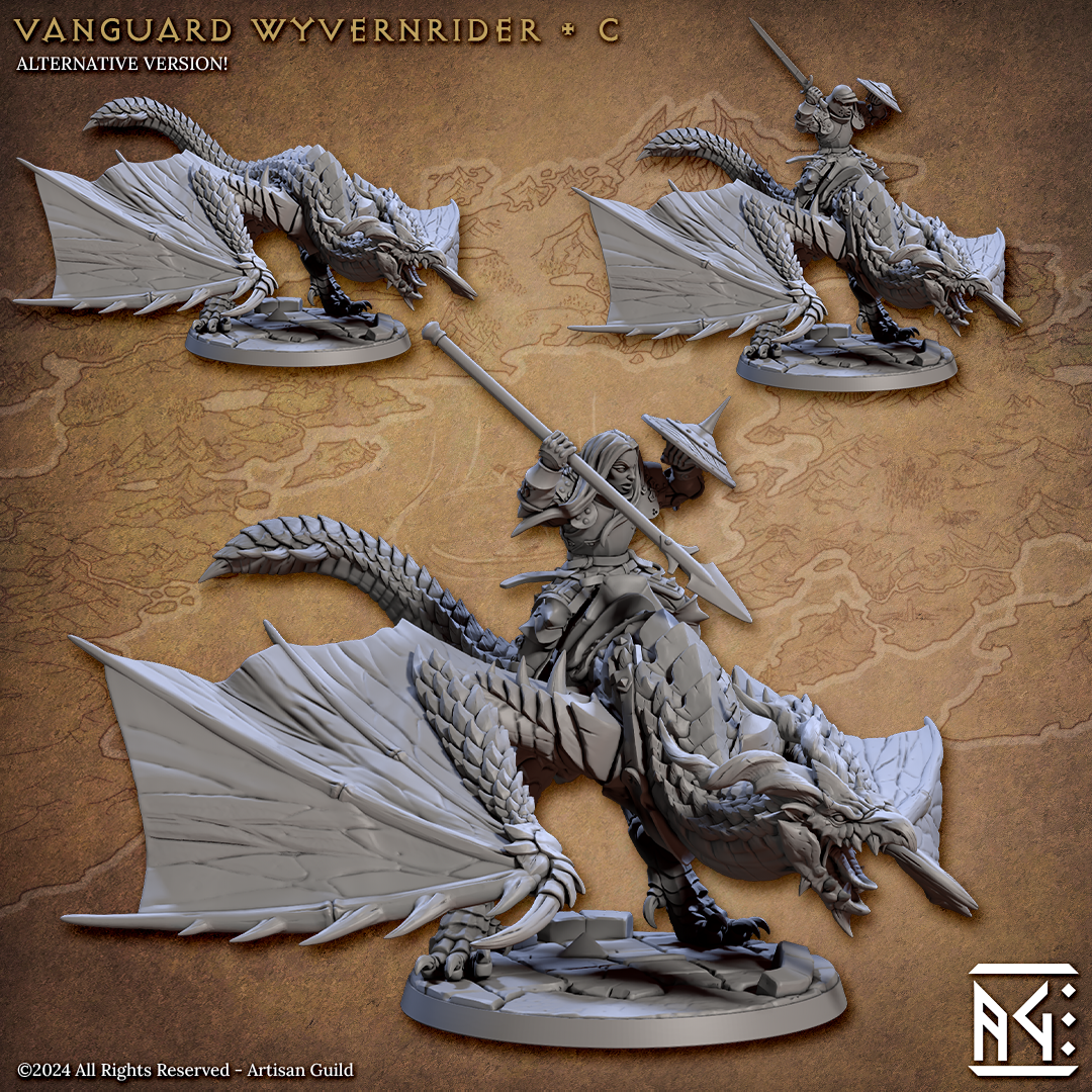 Vanguard Wyvern Riders | 28mm - 75mm Scale Resin Minis | DnD | Frostgrave Artisan Guild Vanguard