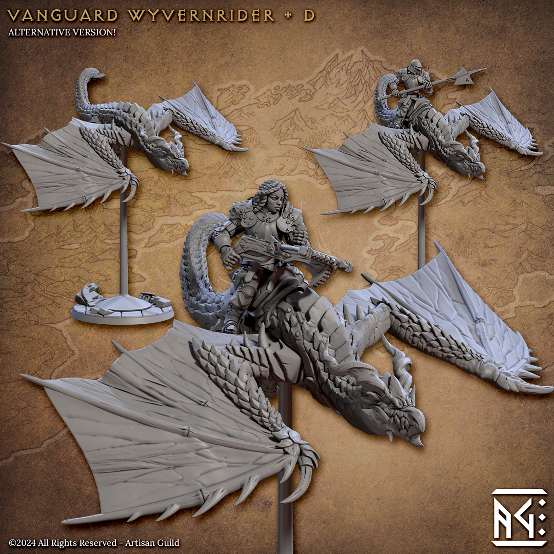 Vanguard Wyvern Riders | 28mm - 75mm Scale Resin Minis | DnD | Frostgrave Artisan Guild Vanguard
