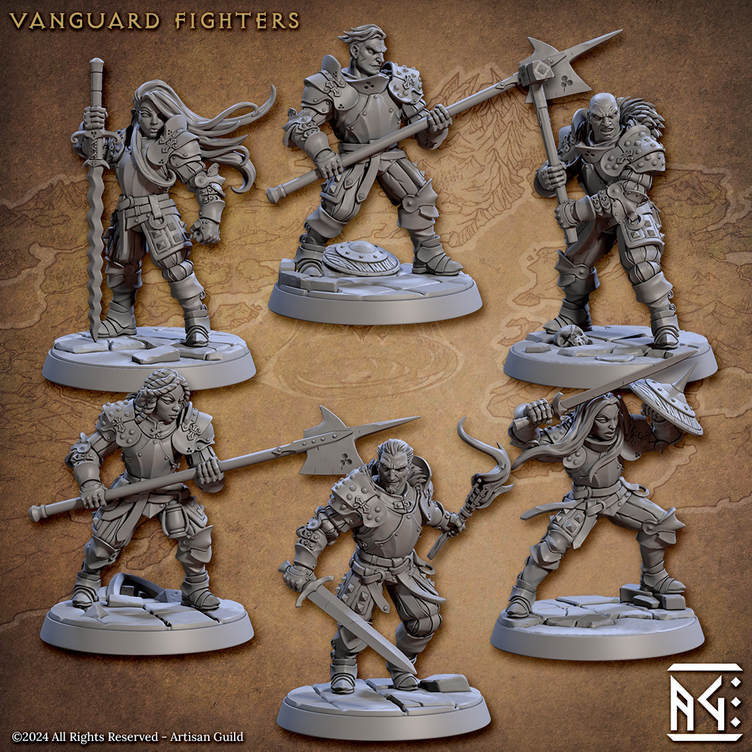 Vanguard Fighters | 28mm - 75mm Scale Resin Minis | DnD | Frostgrave Artisan Guild