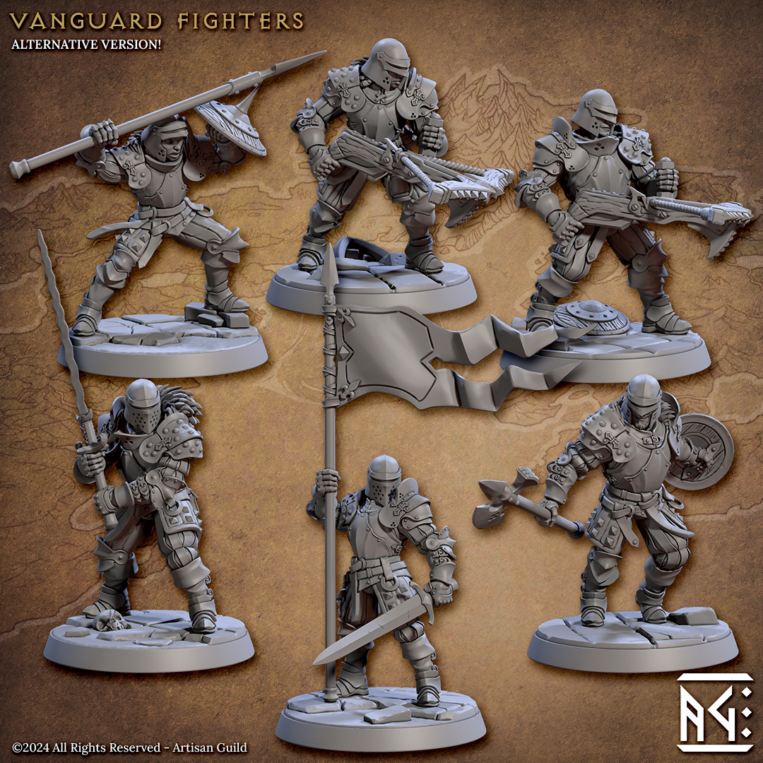 Vanguard Fighters | 28mm - 75mm Scale Resin Minis | DnD | Frostgrave Artisan Guild