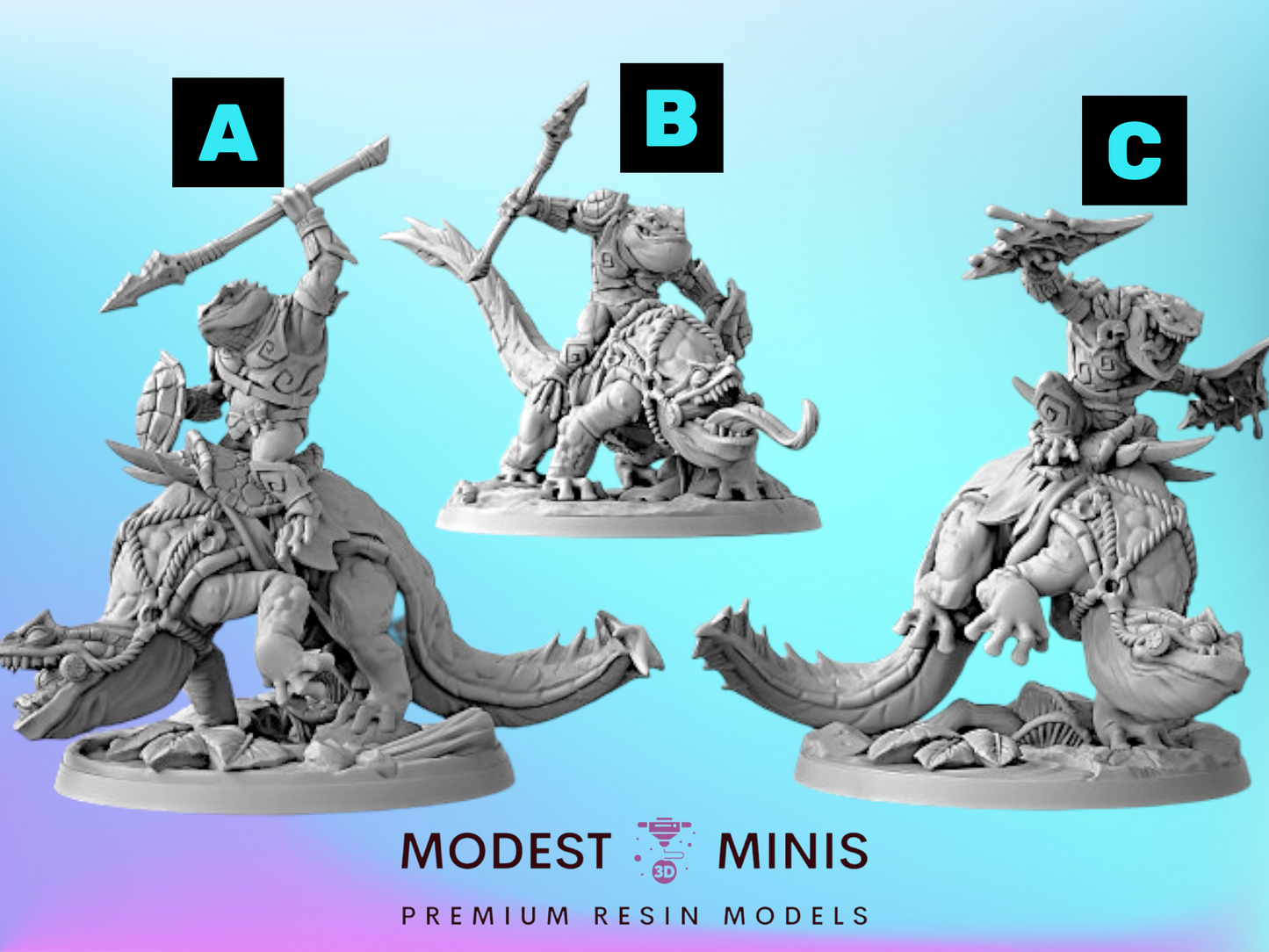 Salamander Rider Grungs | 28mm - 75mm Scale Resin Minis | DnD | Artisan Guild Gurunda