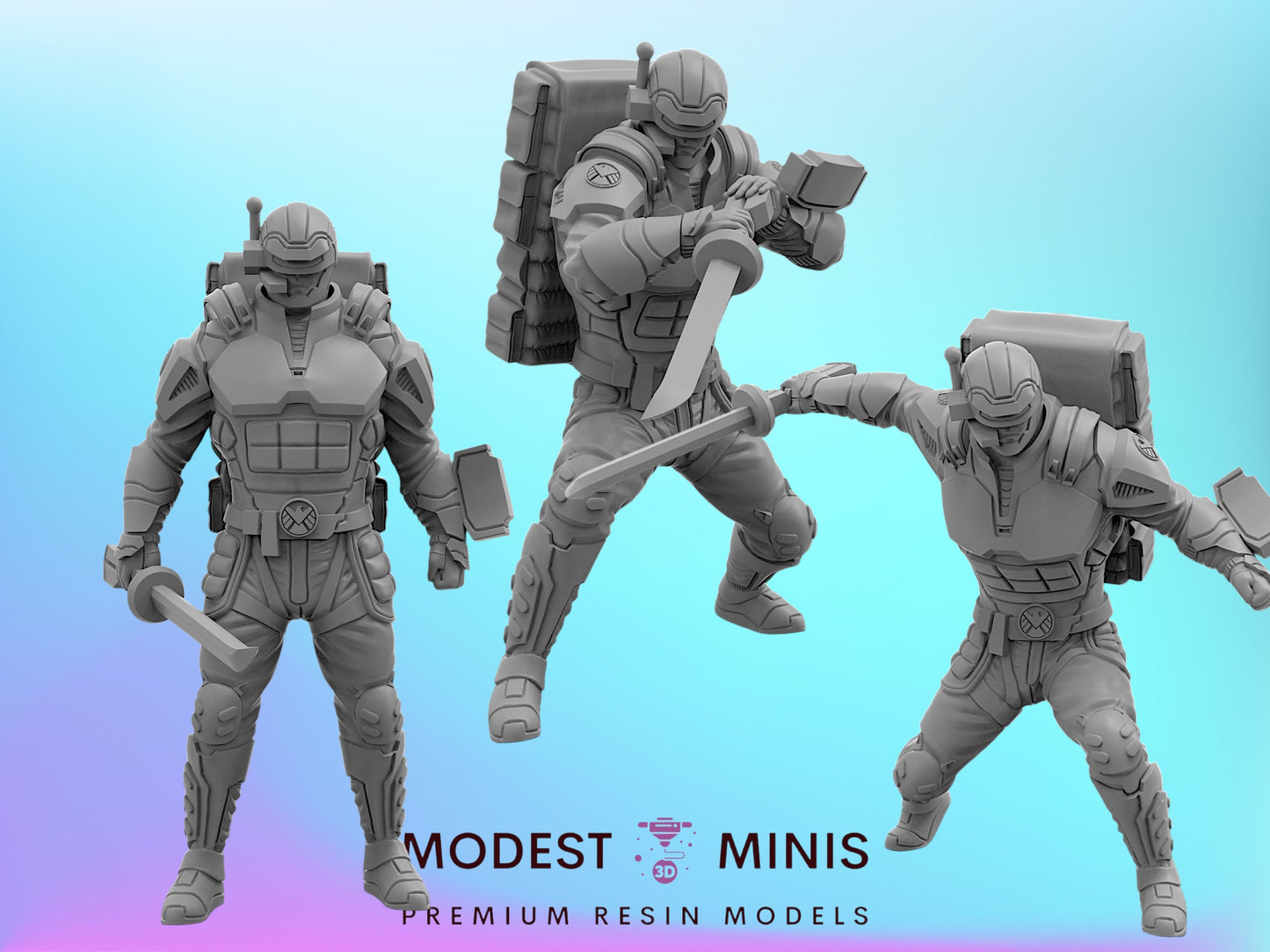 Shield Support Agent 1-3 | 32mm - 40mm Mini | Crisis Protocol Proxy | Superhero | Trident