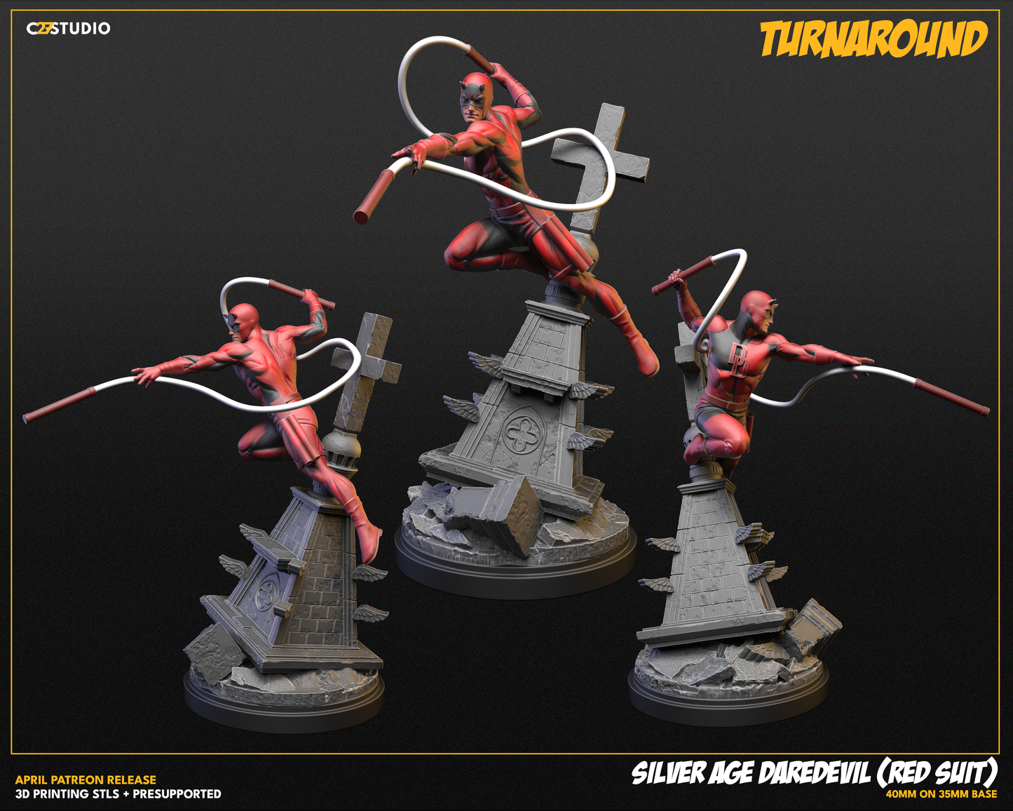 Silver Age Daredevil | 32mm - 40mm Mini | Crisis Protocol Proxy | Superhero | C27
