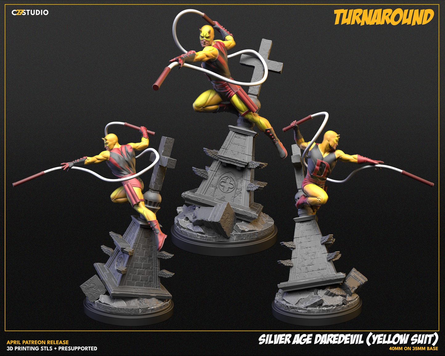 Silver Age Daredevil | 32mm - 40mm Mini | Crisis Protocol Proxy | Superhero | C27