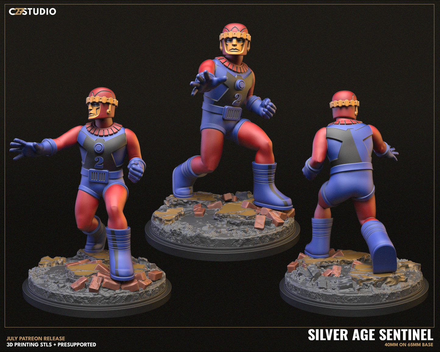 Silver Age Sentinels | 32mm - 40mm Mini | Crisis Protocol Proxy | Superhero | C27