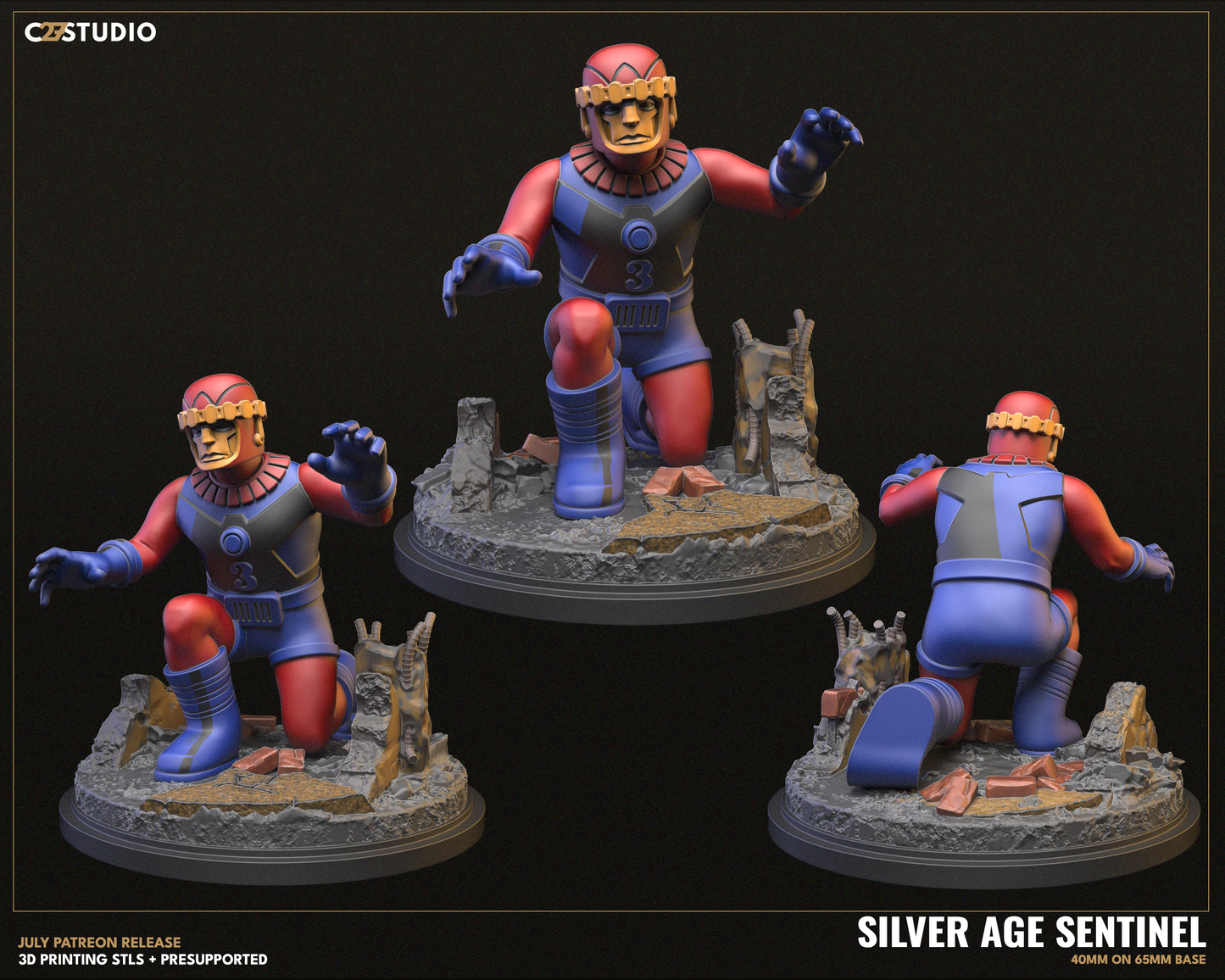 Silver Age Sentinels | 32mm - 40mm Mini | Crisis Protocol Proxy | Superhero | C27