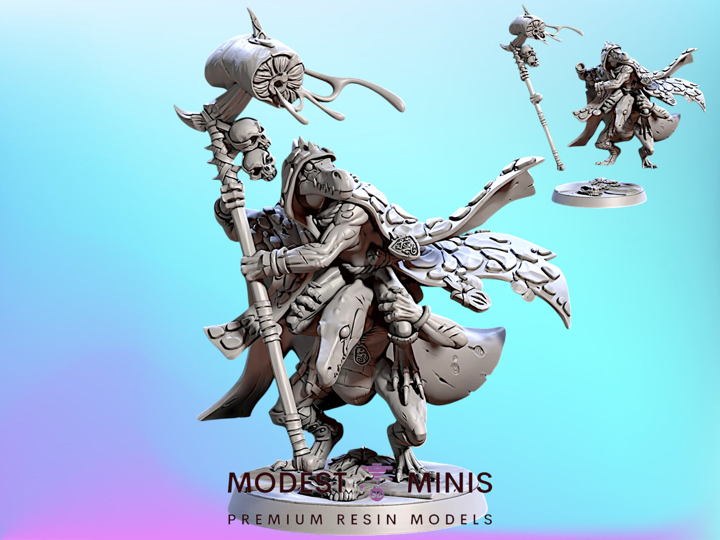 Skeel and Drik Lizardfolk | 28mm - 75mm Scale Resin Minis | DnD | Frostgrave Artisan Guild Falgor's Swamp