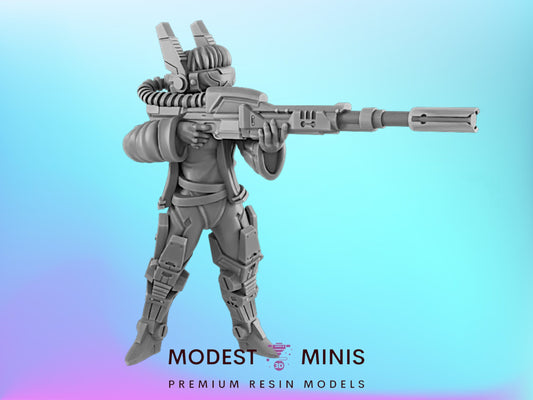 Sniper Female | 25mm - 75mm Scale | DnD | EC3D Cyberpunk Mini | Ghost City