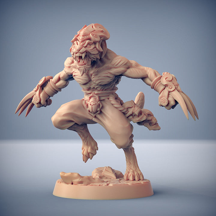 Modular Rakshakin Headhunters | 28mm - 75mm Scale Resin Minis | DnD | Artisan Guild Tabaxi