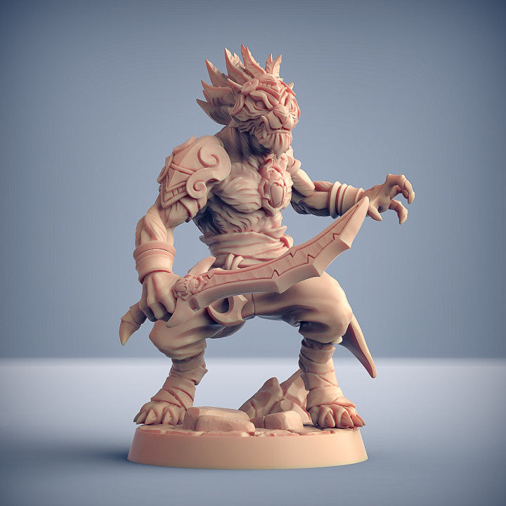 Modular Rakshakin Headhunters | 28mm - 75mm Scale Resin Minis | DnD | Artisan Guild Tabaxi