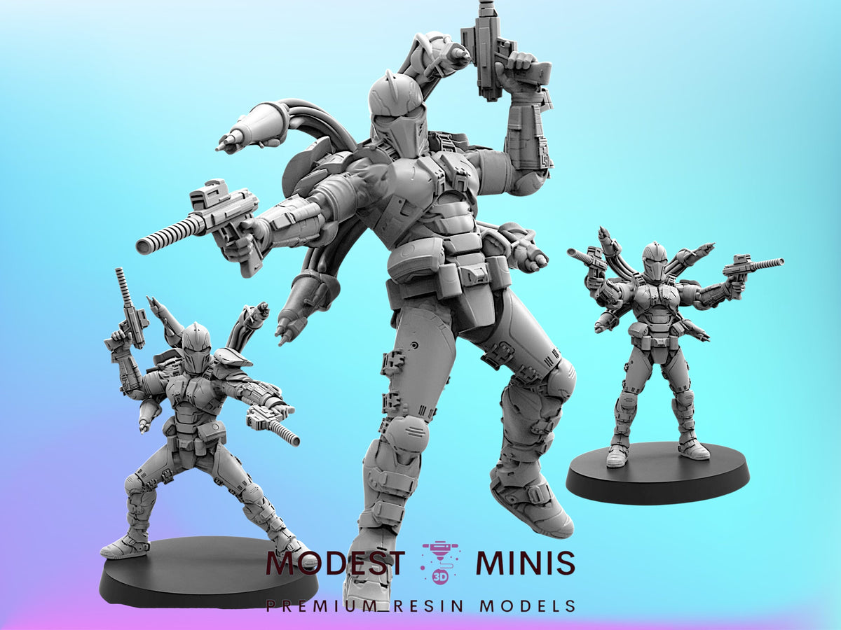 Tarantulord Cyber Bounty Hunter - 28mm - 100mm Scale Cyberpunk Mini | Papsikels