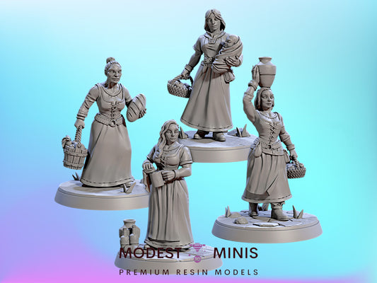 Townsfolk Women 1 | 28mm - 75mm Scale Resin Minis | DnD | Artisan Guild Villagers