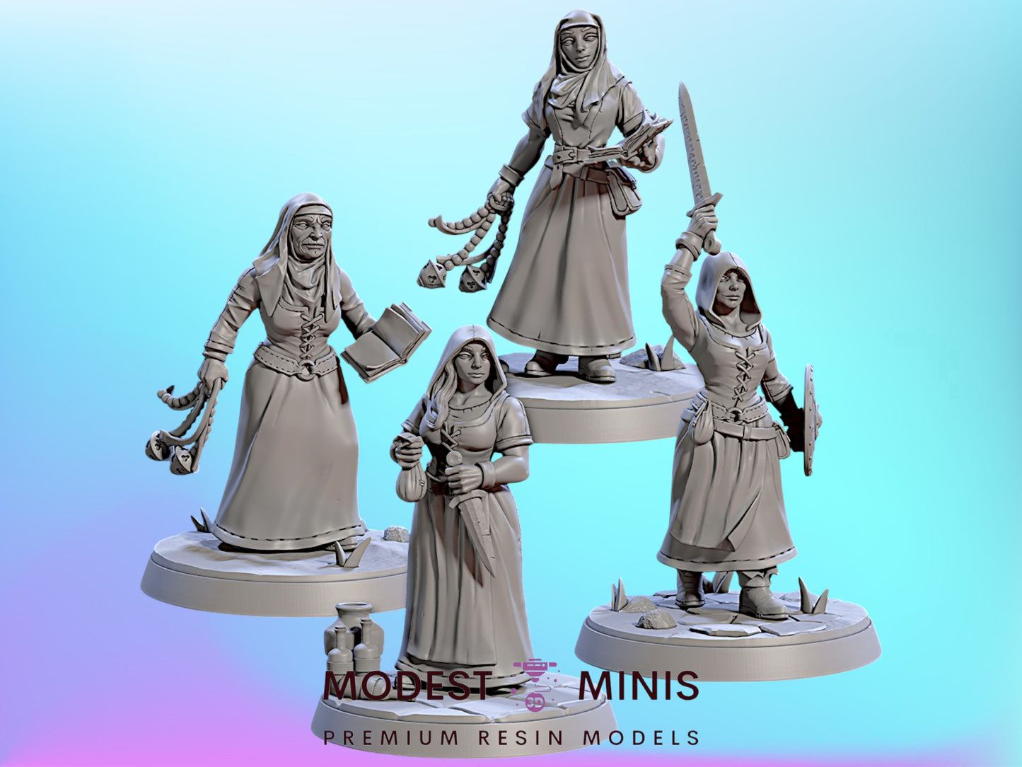 Townsfolk Women 2 | 28mm - 75mm Scale Resin Minis | DnD | Artisan Guild Villagers