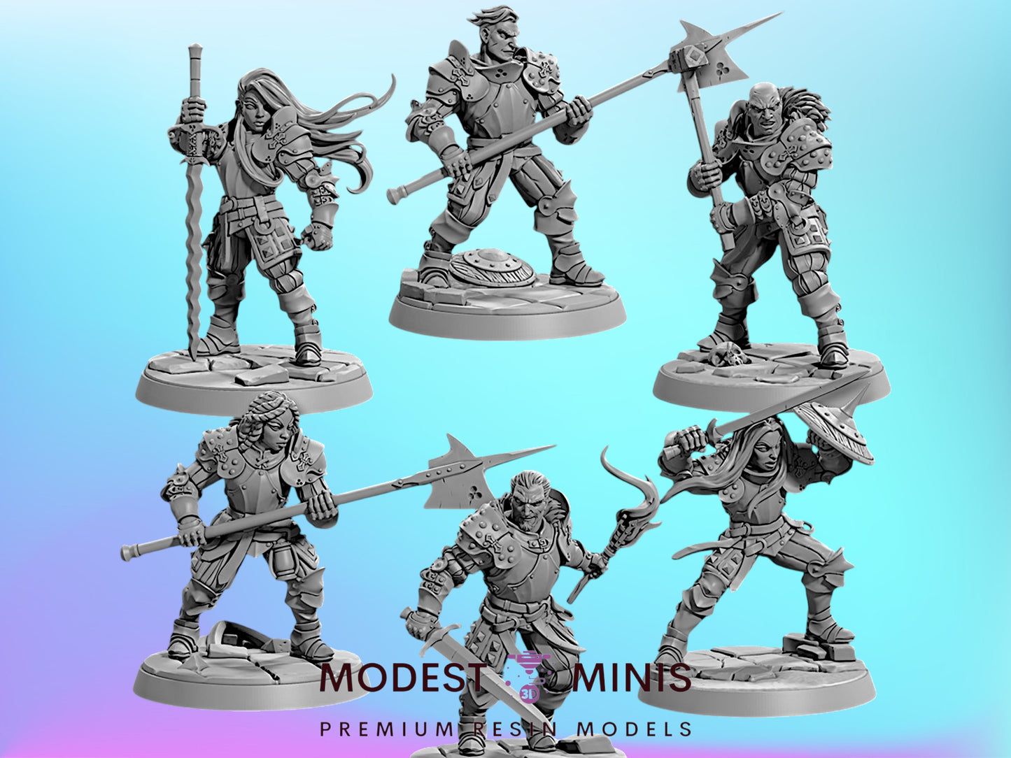 Vanguard Fighters | 28mm - 75mm Scale Resin Minis | DnD | Frostgrave Artisan Guild