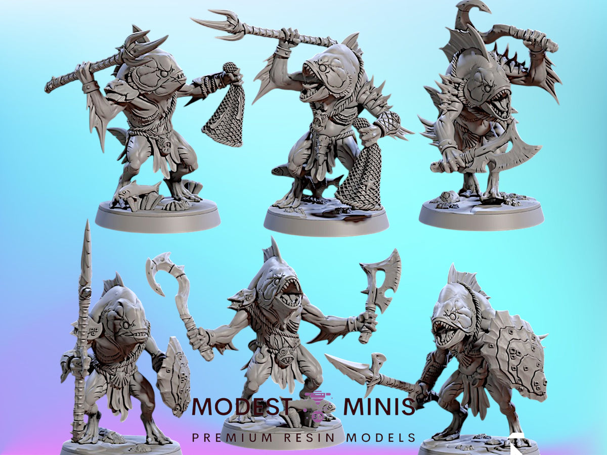 Jurakin Lunatics Kua-Toa | 28mm - 75mm Scale Resin Minis | DnD | Frostgrave Artisan Guild Death Tide