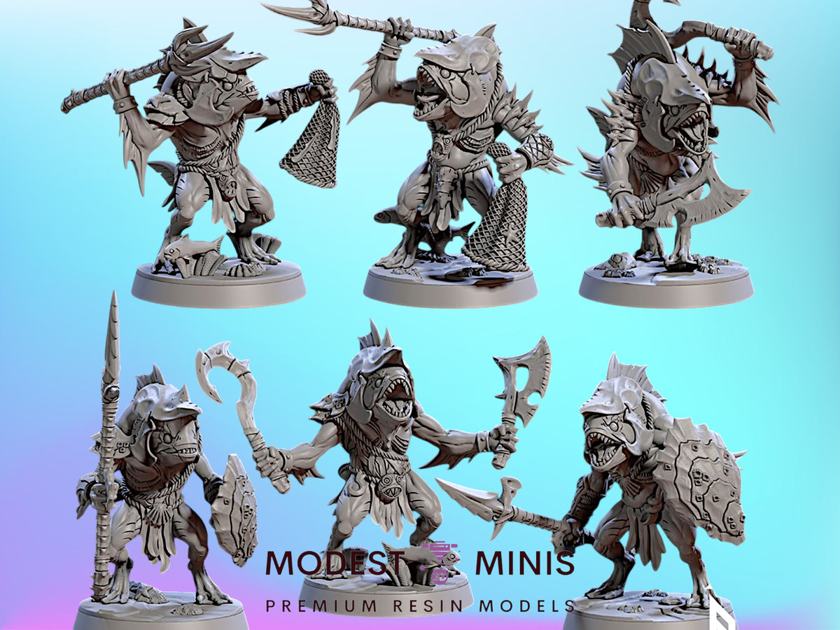 Jurakin Lunatics Kua-Toa | 28mm - 75mm Scale Resin Minis | DnD | Frostgrave Artisan Guild Death Tide