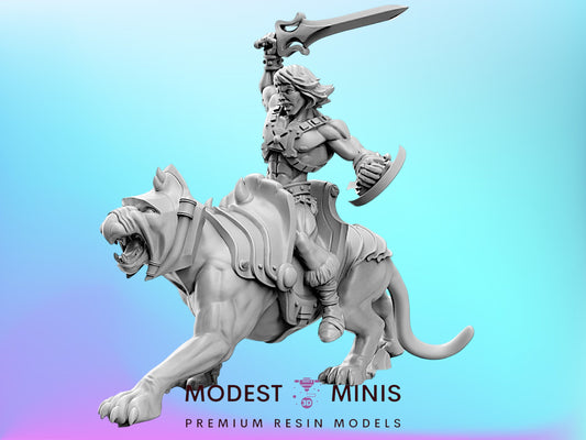 He Darr on War Tigarr - 32mm Scale DnD Miniature | Dungeons and Dragons | 80's Fantasy Mini - RN Estudio