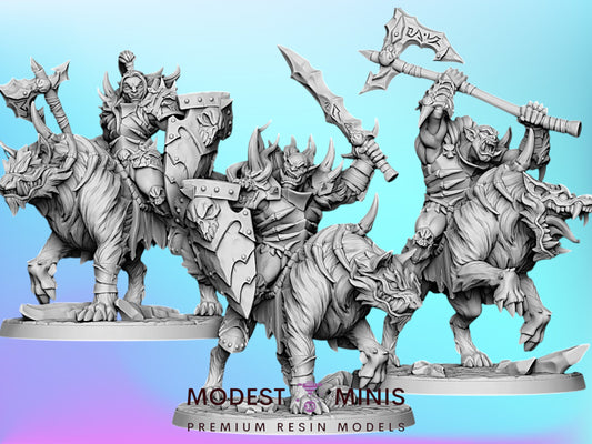 Frostmetal Worg Rider Orcs | 28mm - 75mm Scale Resin Minis | DnD | Artisan Guild