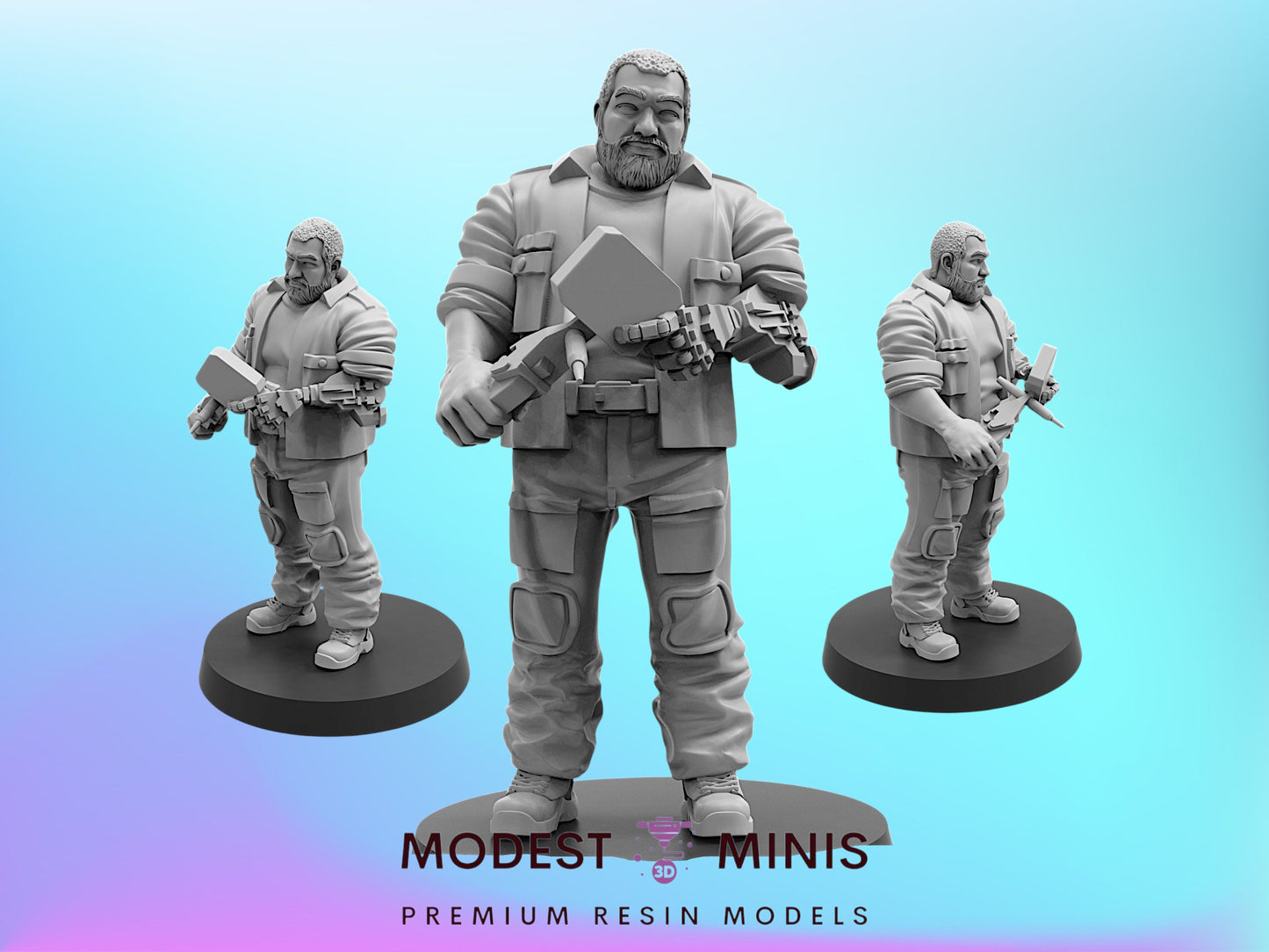 Space Crew Roughneck Welder | 28mm+ Scale Aliens Miniature | Sci fi | Papsikels