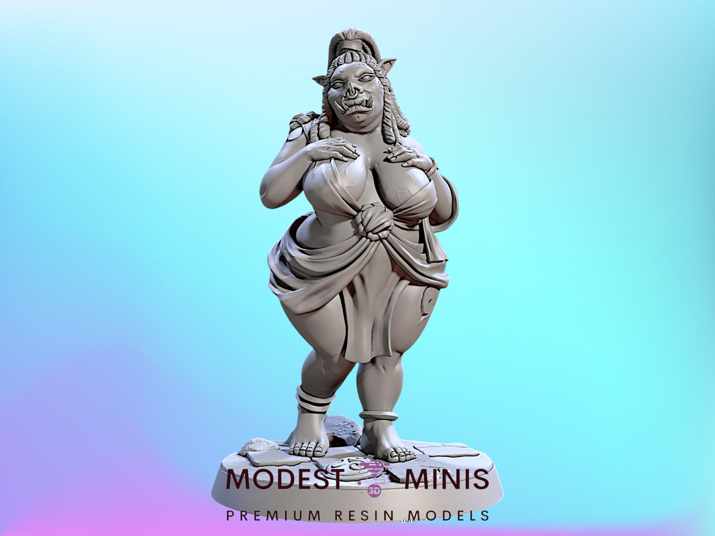 Wildorf Orhog Pinup | 28mm - 75mm Scale Resin Minis | DnD | Frostgrave Artisan Guild Pig Orc