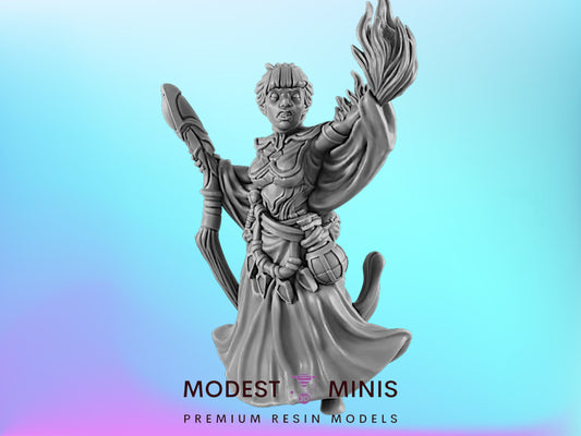 Wizard Halfelf Female | 25mm - 75mm Scale | DnD | EC3D Fantasy Mini | Everyday Heroes