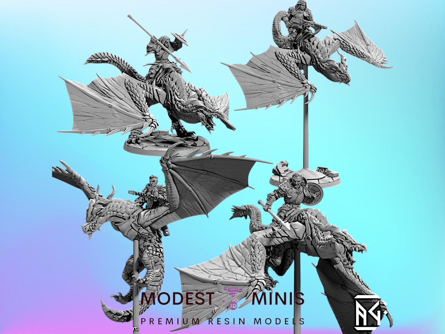 Vanguard Wyvern Riders | 28mm - 75mm Scale Resin Minis | DnD | Frostgrave Artisan Guild Vanguard