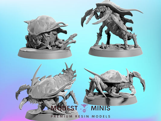 4pc Zeek Burrowers | 28mm - 75mm Scale Resin Minis | DnD | Frostgrave Artisan Guild Brood