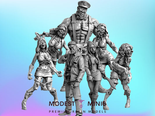 Zombie Nightclub and Survivors | 28mm - 100mm Scale Resin Mini | Zombicide | Vaultz