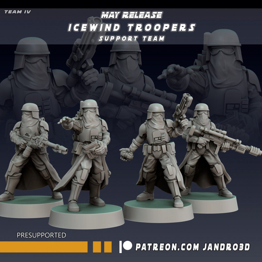 9pc Icewind Troopers Snow Ops Team  - 28mm - 40mm Scale Star Wars Legion Mini