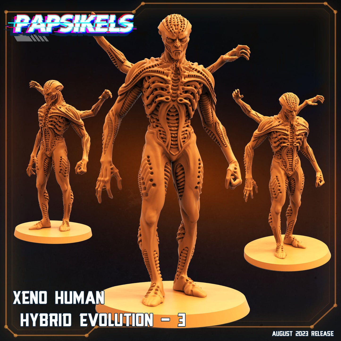 Xeno Human Hybrid Evolutions - 32mm Scale Alien Miniature | RPG | Sci fi | Law Upholders | Role Playing | DnD | Papsikel