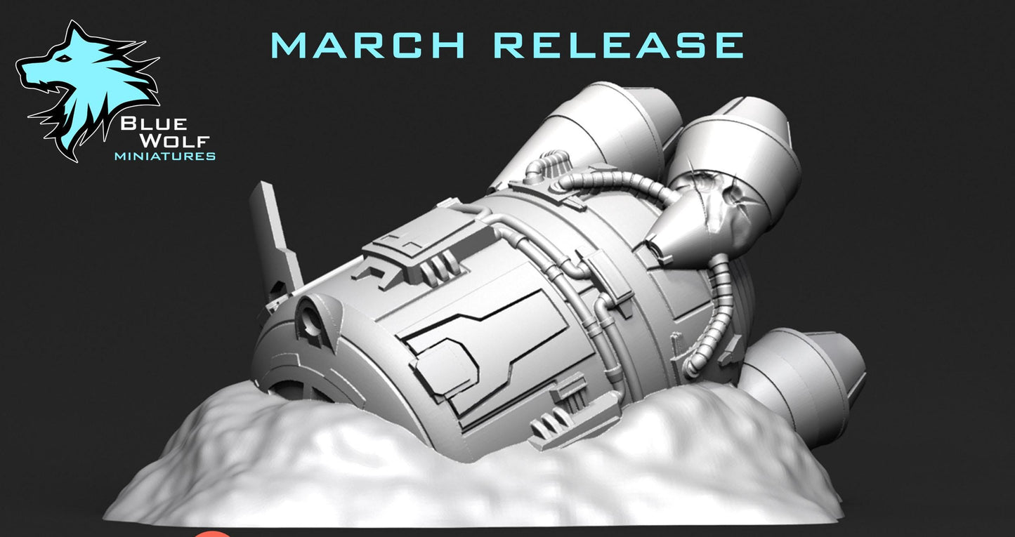 Crashed Pod | 28mm - 40mm Scale | Legion Terrain | Superhero Scatter | Sci Fi Terrain | Blue Wolf