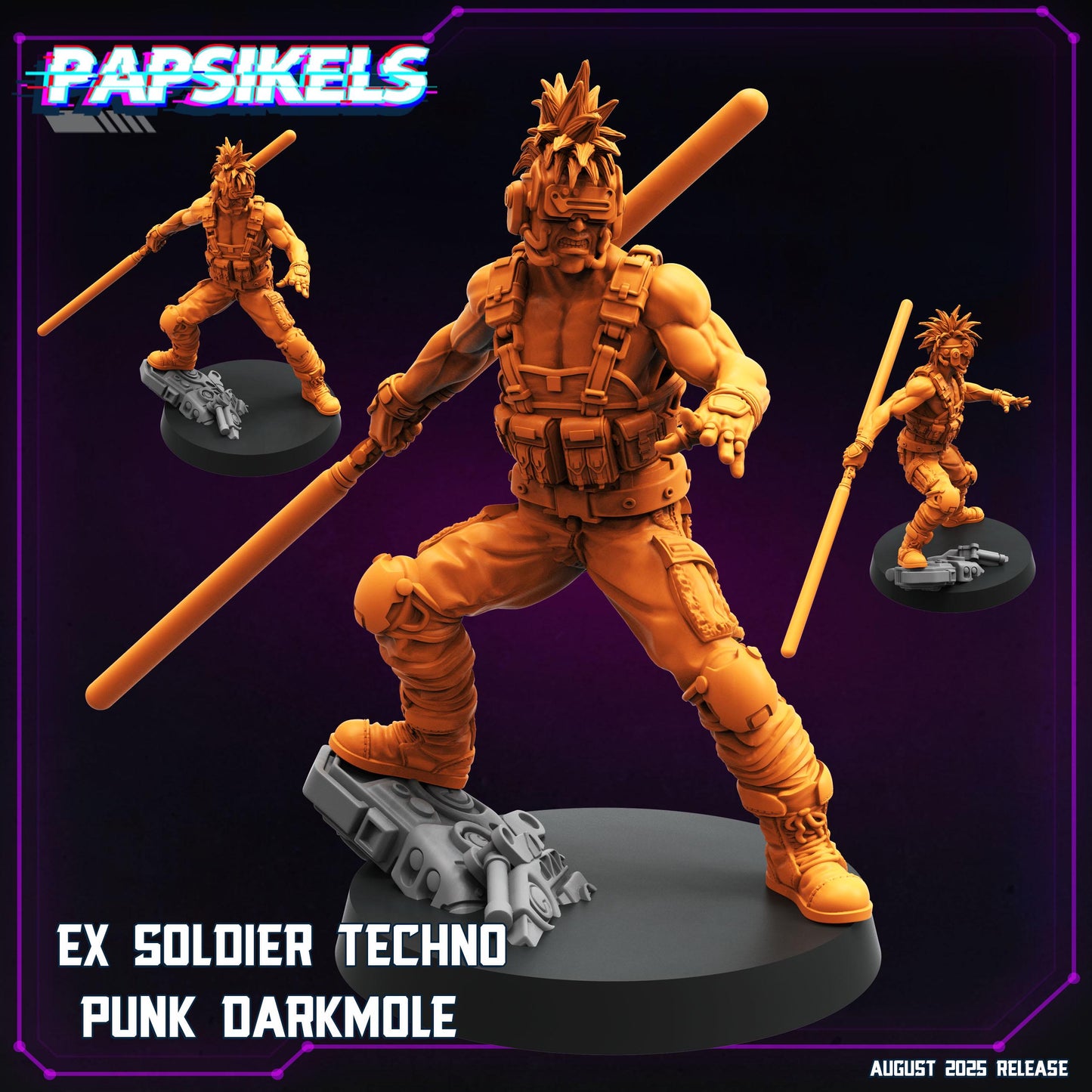 Ex Soldier Techno Punk - 32mm Scale Cyberpunk Mini  | Papsikels