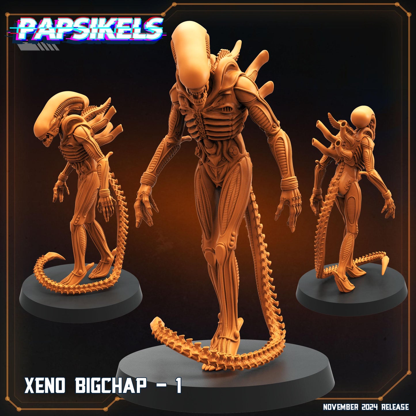7pc Big Chap Set Xeno - 32mm Scale Alien Miniature | RPG | Sci fi | Cyberpunk | Role Playing | DnD | Papsikel