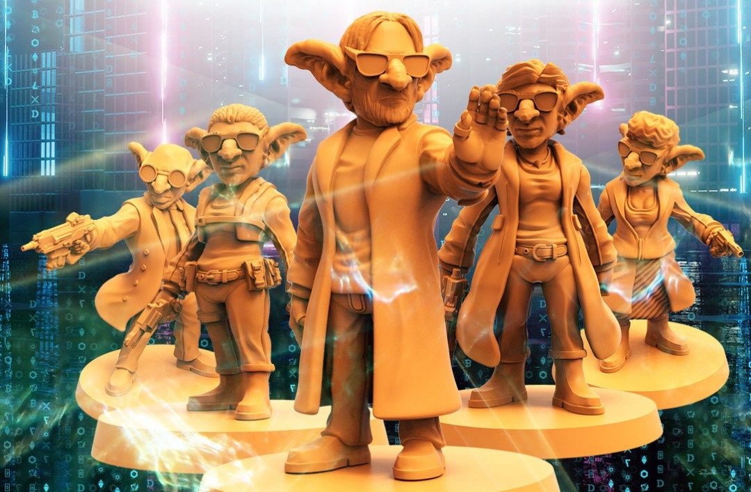 6pc Cybergoblins Set - 32mm Scale Cyberpunk Miniature  | Law Upholders | Papsikels