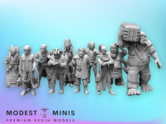 11pc Civilians Set - 28mm - 40mm Scale | Star Wars Legion Mini